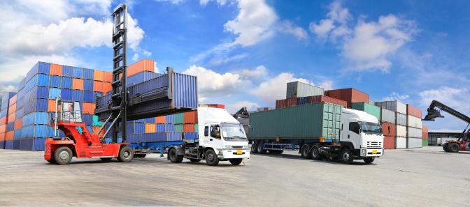 Loading container on truck